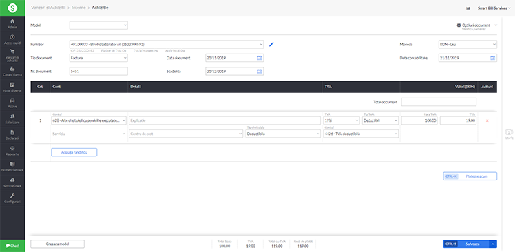 SmartBill conta pagina