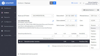 setare limba smartbill program facturare